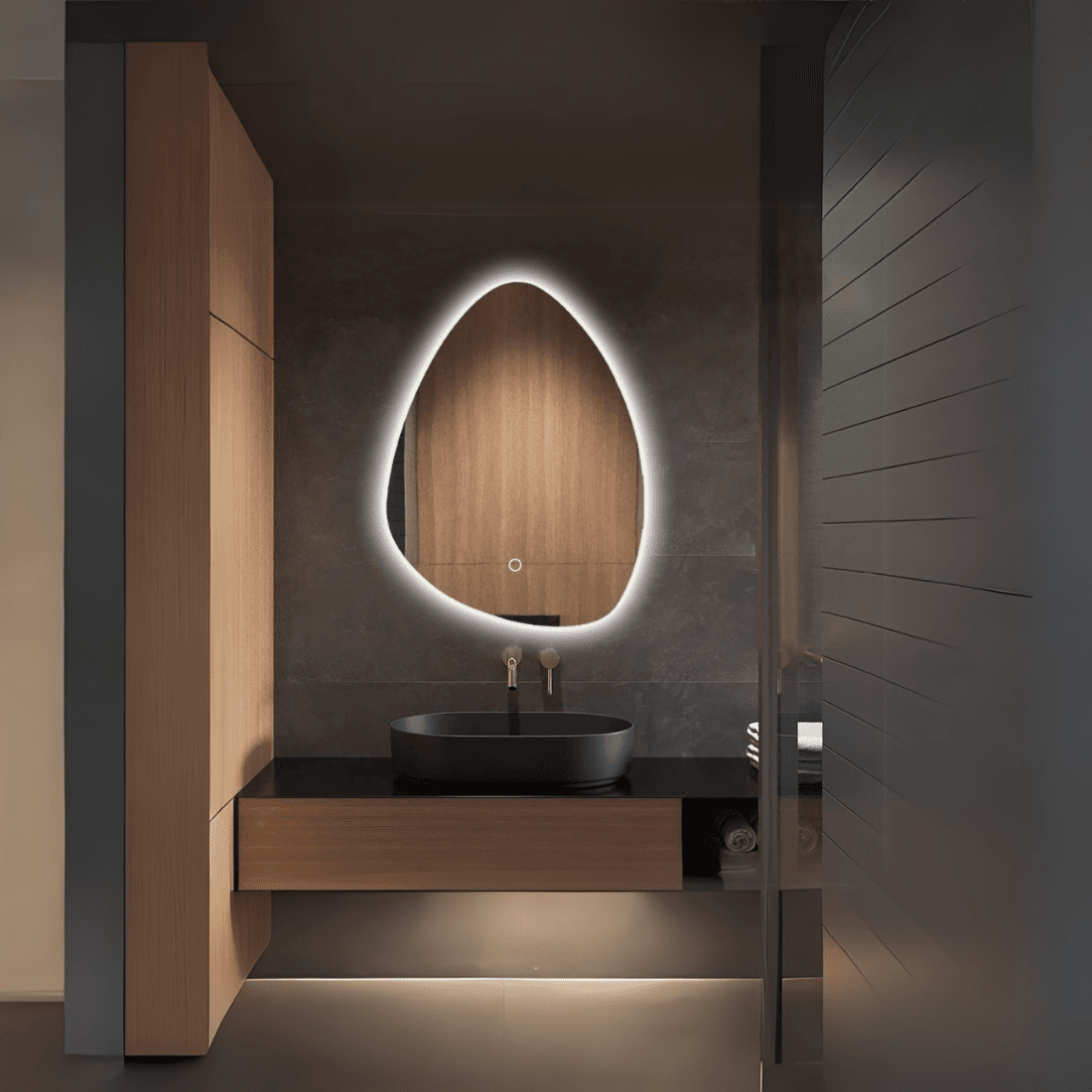 Luxury Oval LED Mirror with Touch Sensor – Frosted Edge Design Luxury Oval LED Mirror with Touch Sensor – Frosted Edge Design