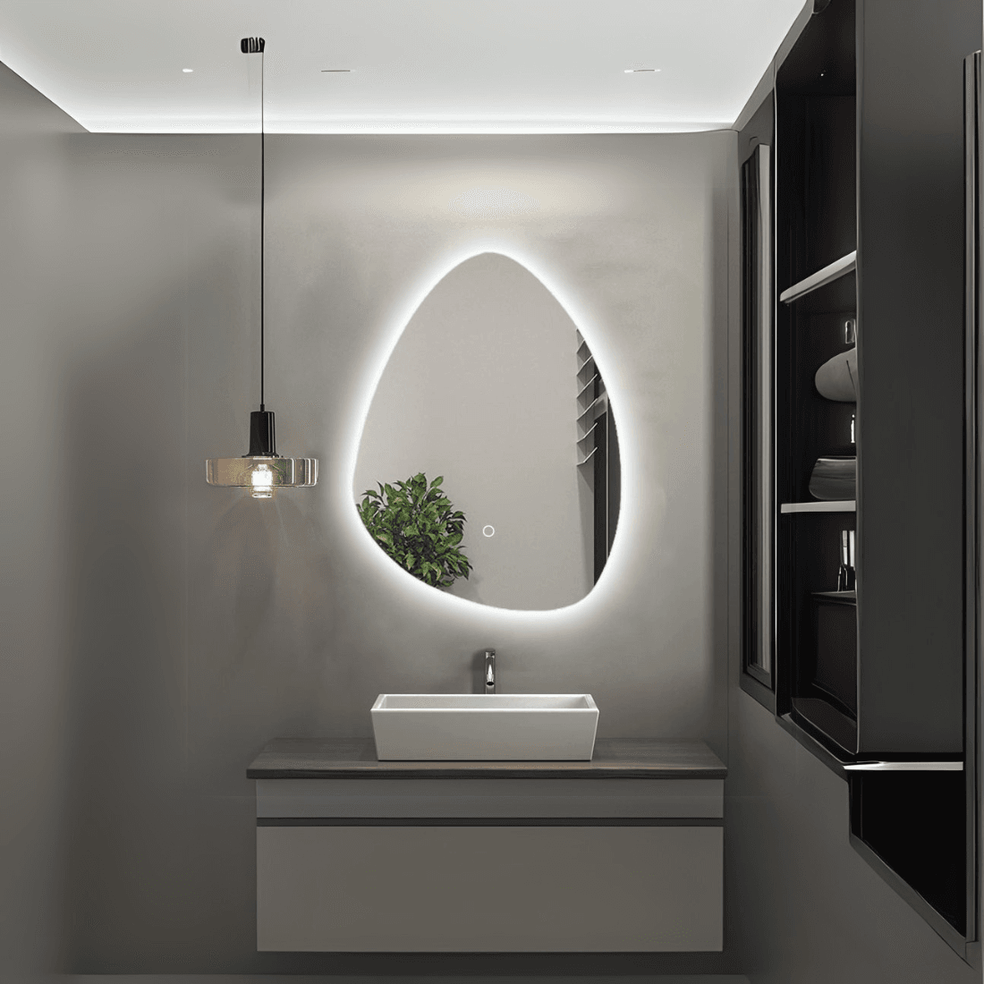 Luxury Oval LED Mirror with Touch Sensor – Frosted Edge Design Luxury Oval LED Mirror with Touch Sensor – Frosted Edge Design