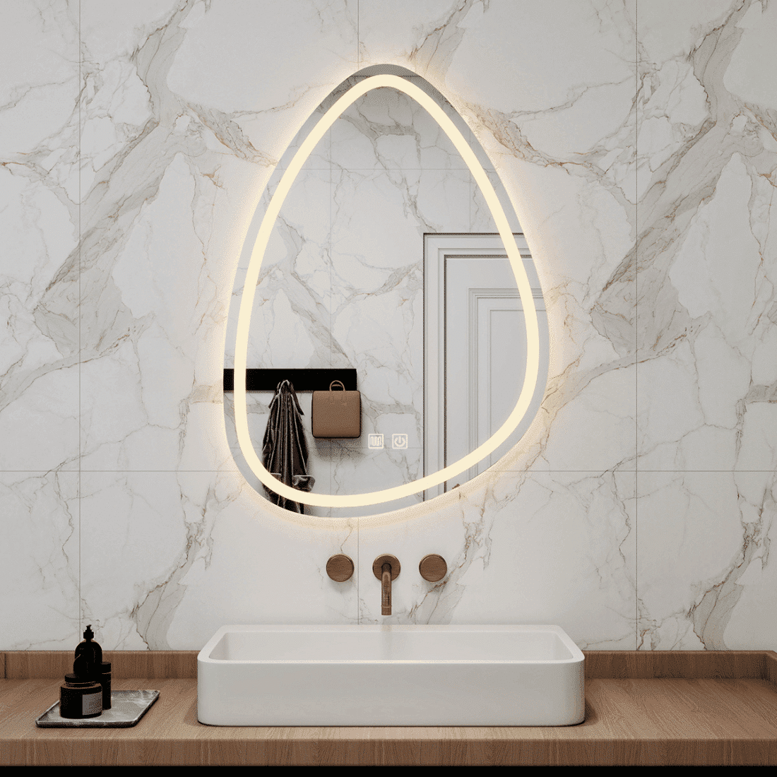 Oval Frosted LED Mirror with Touch Sensor