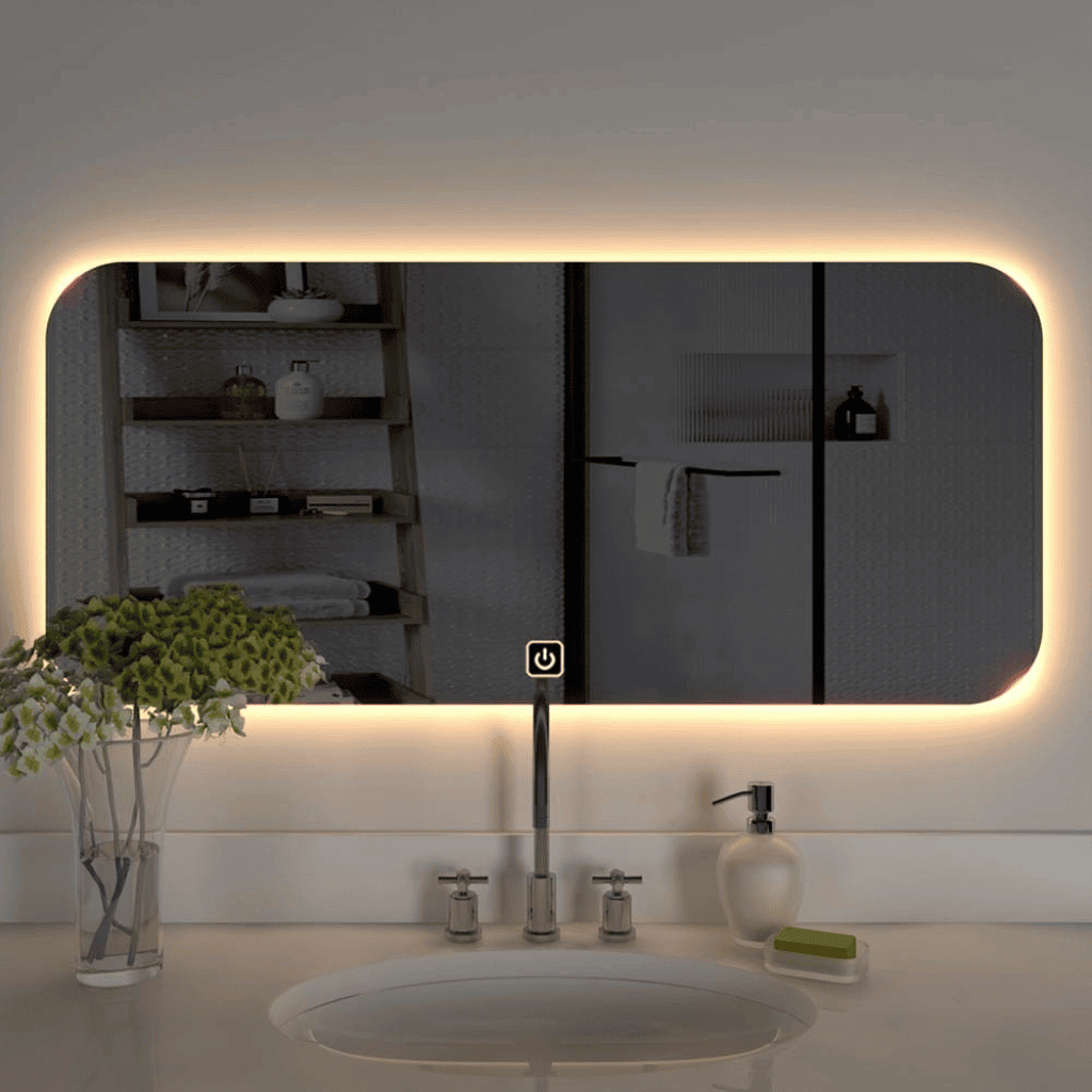 Rectangle couve corner led mirror