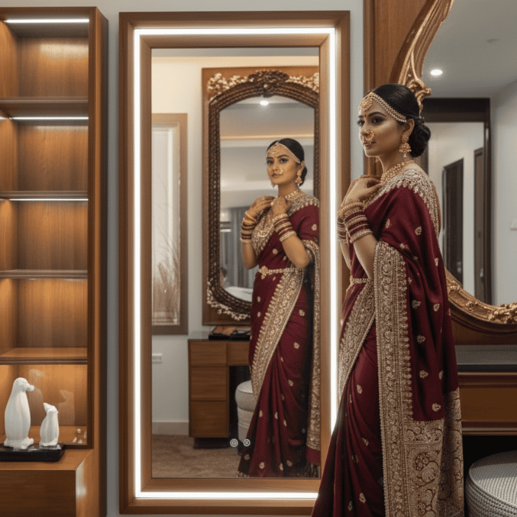 Length LED Mirror with Backlit Frame for Modern Bedrooms