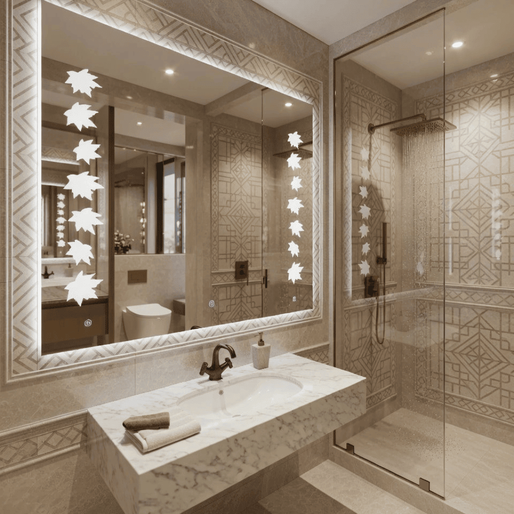 Premium Decorative Bathroom Mirror with Leaf Design 1