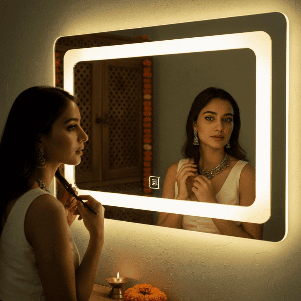 Frameless Rounded Rectangle LED Mirror 1