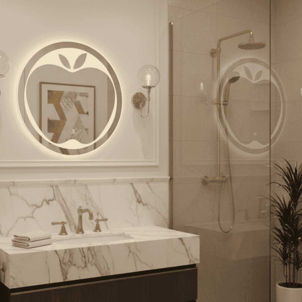 Designer Apple Shape Illuminated Mirror