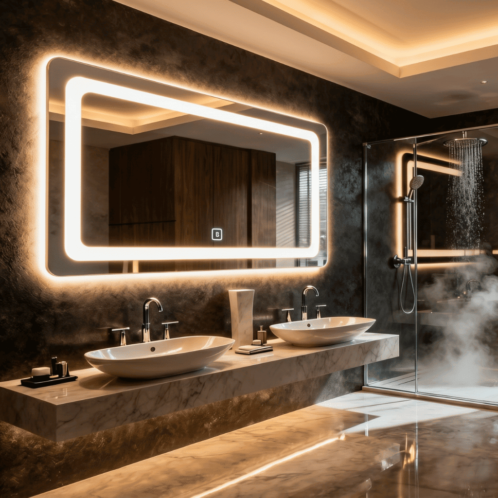 Frameless Rounded Rectangle LED Mirror