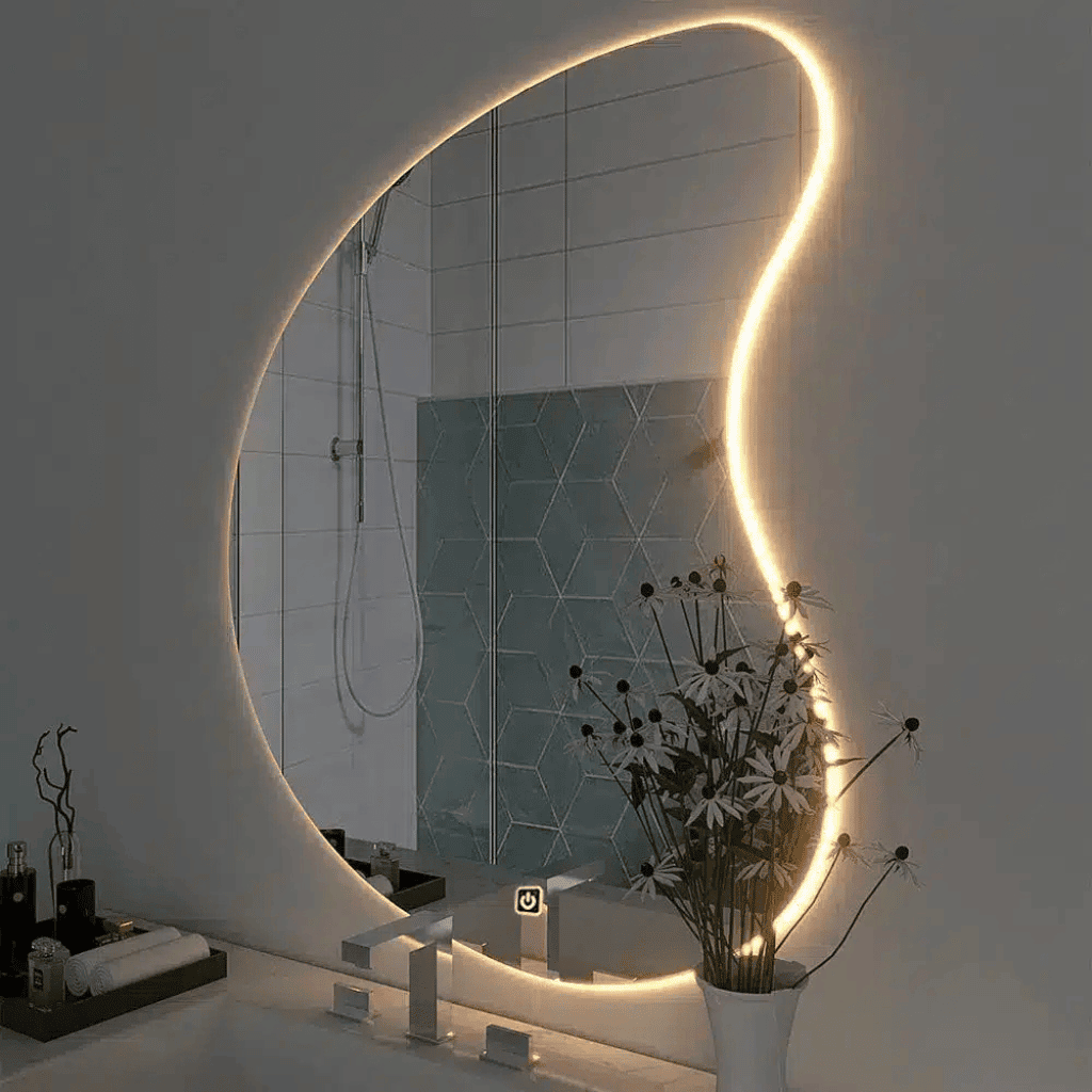 Artistic Illuminated Mirror with Touch Sensor