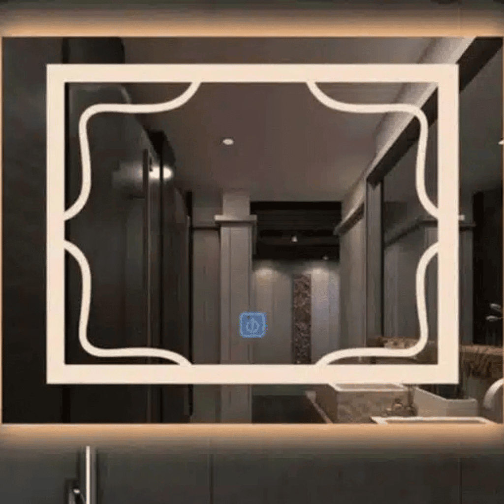 Elegant Frosted Frame LED Mirror – Touch Sensor Wall Mirror 1