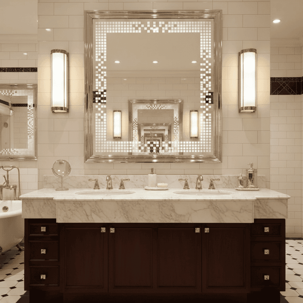 customized dotted wash basin LED designer mirror