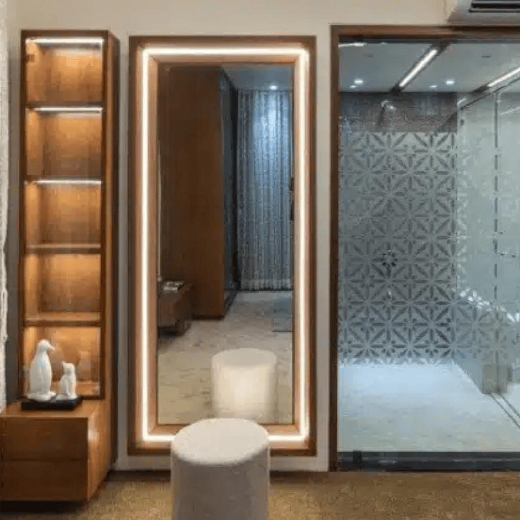 Length LED Mirror with Backlit Frame for Modern Bedrooms