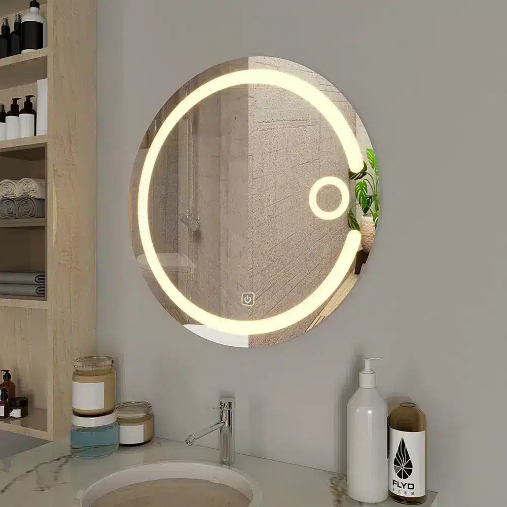 Illuminating Lunar LED Bathroom Mirror – Moon-Inspired Round Mirror with Touch Sensor and Anti-Fog Feature