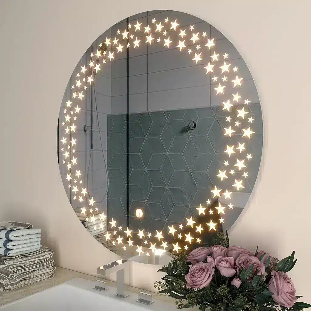 Twinkling Stars LED Bathroom Mirror – Illuminated Mirror with Starry Design and Touch Sensor 1