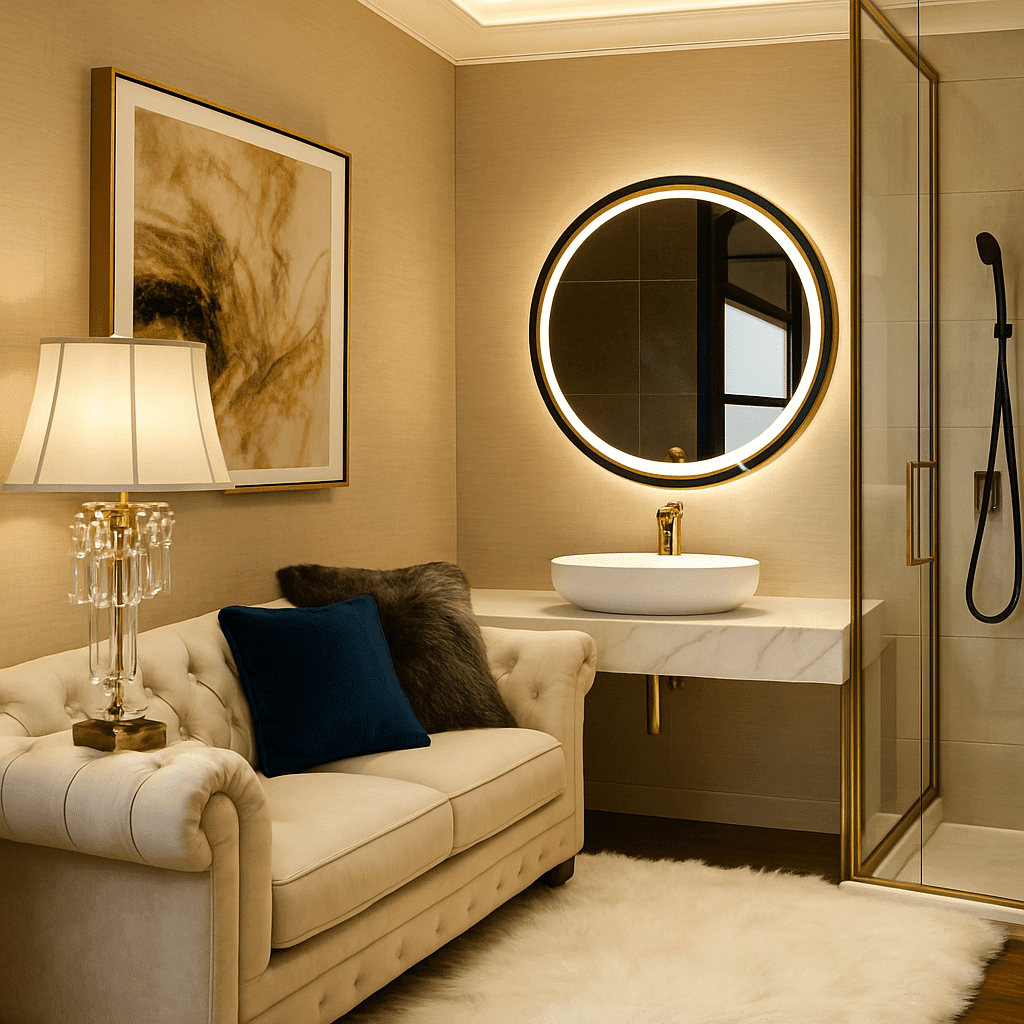 luxury led mirror round