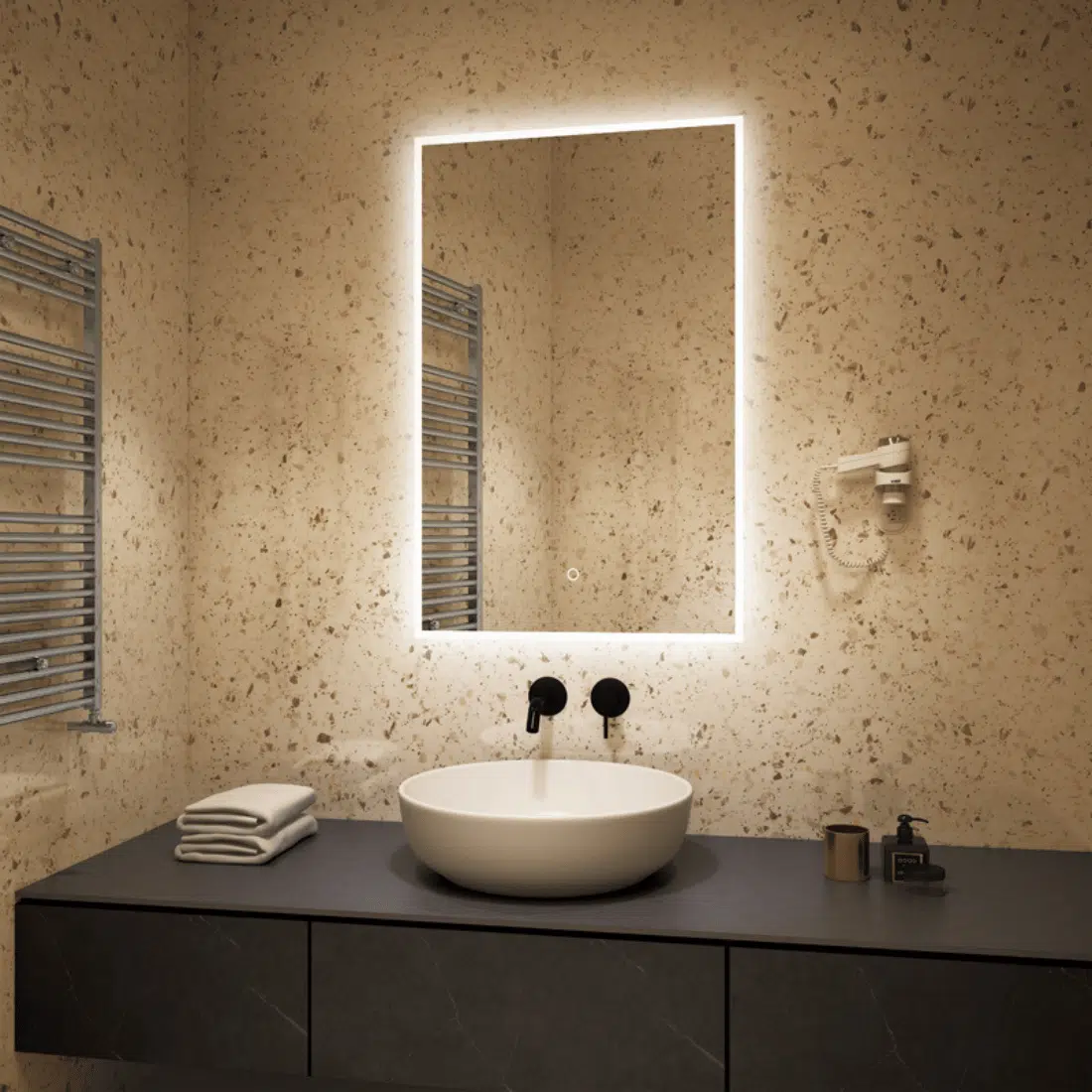 Tall Backlit LED Bathroom Mirror – Sleek Full-Length Illuminated Mirror