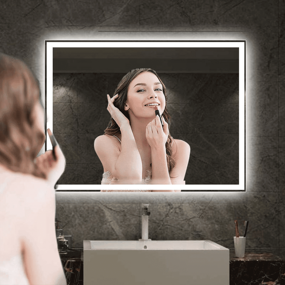 Modern Square LED Mirror with Touch Sensor & Anti Fog
