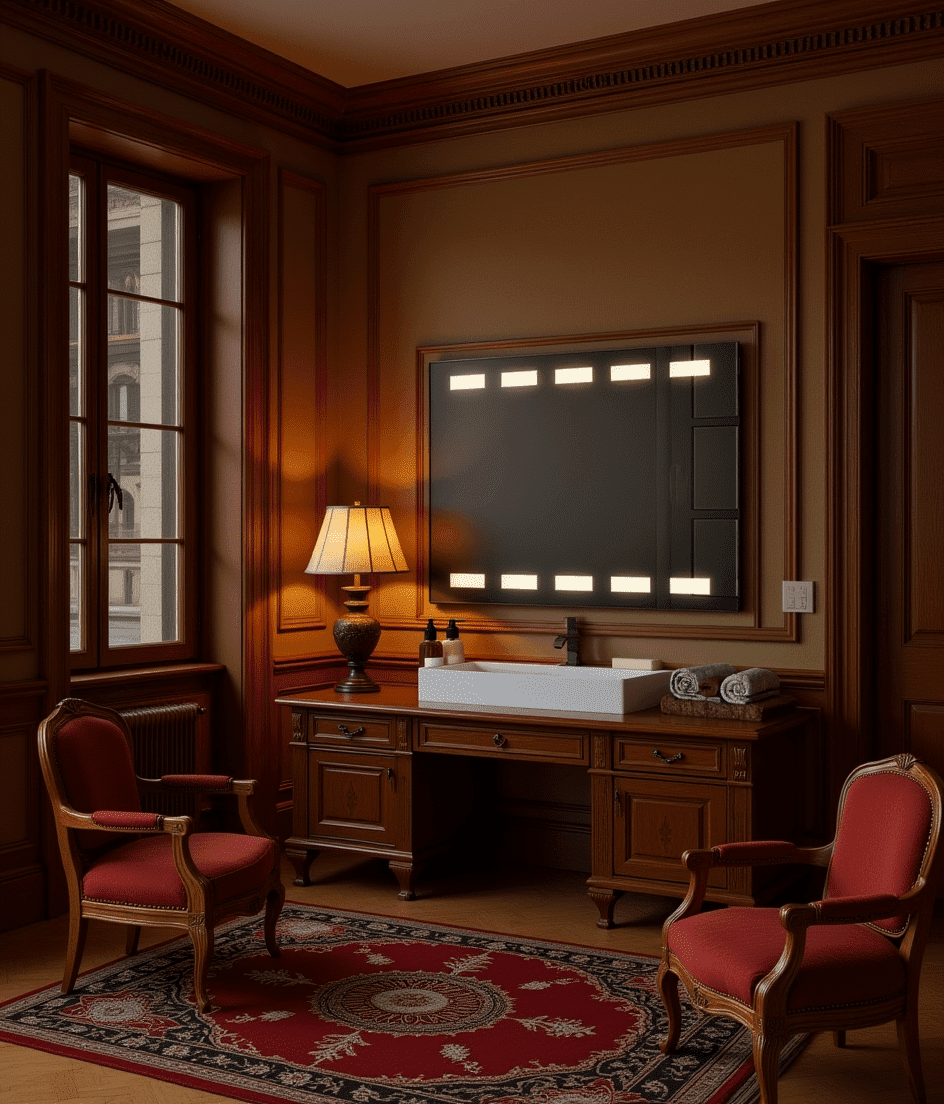 LED Backlit Mirror with Geometric Glow