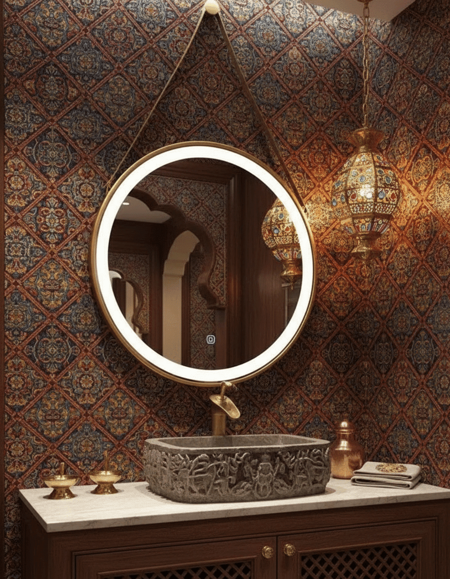 Large Round LED Bathroom Mirror – Modern Backlit Wall-Mounted Mirror