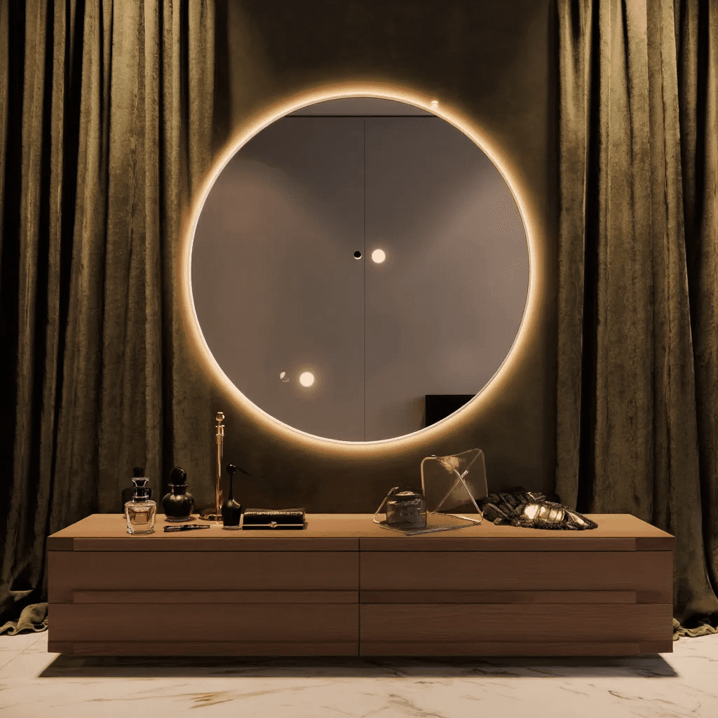 Elegant Round Backlit Mirror with LED Lighting