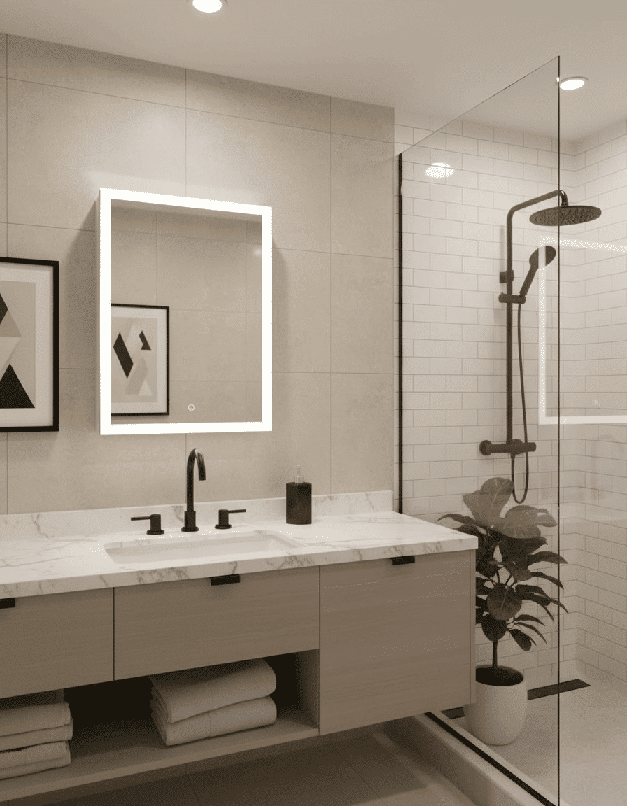 LED Illuminated Bathroom Storage with Color-Changing Lights