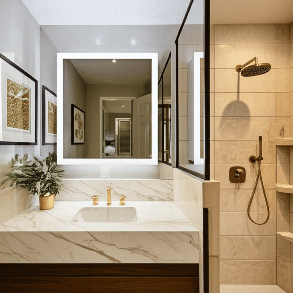 LED Illuminated Bathroom Storage with Color-Changing Lights
