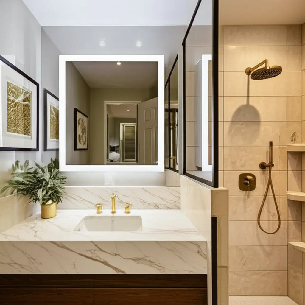 LED Illuminated Bathroom Storage with Color-Changing Lights
