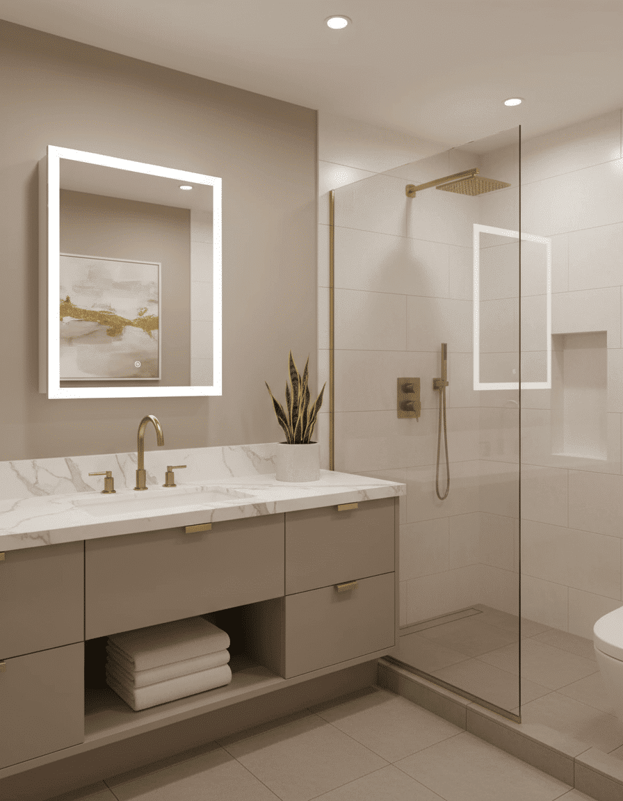 LED Illuminated Bathroom Storage with Color-Changing Lights