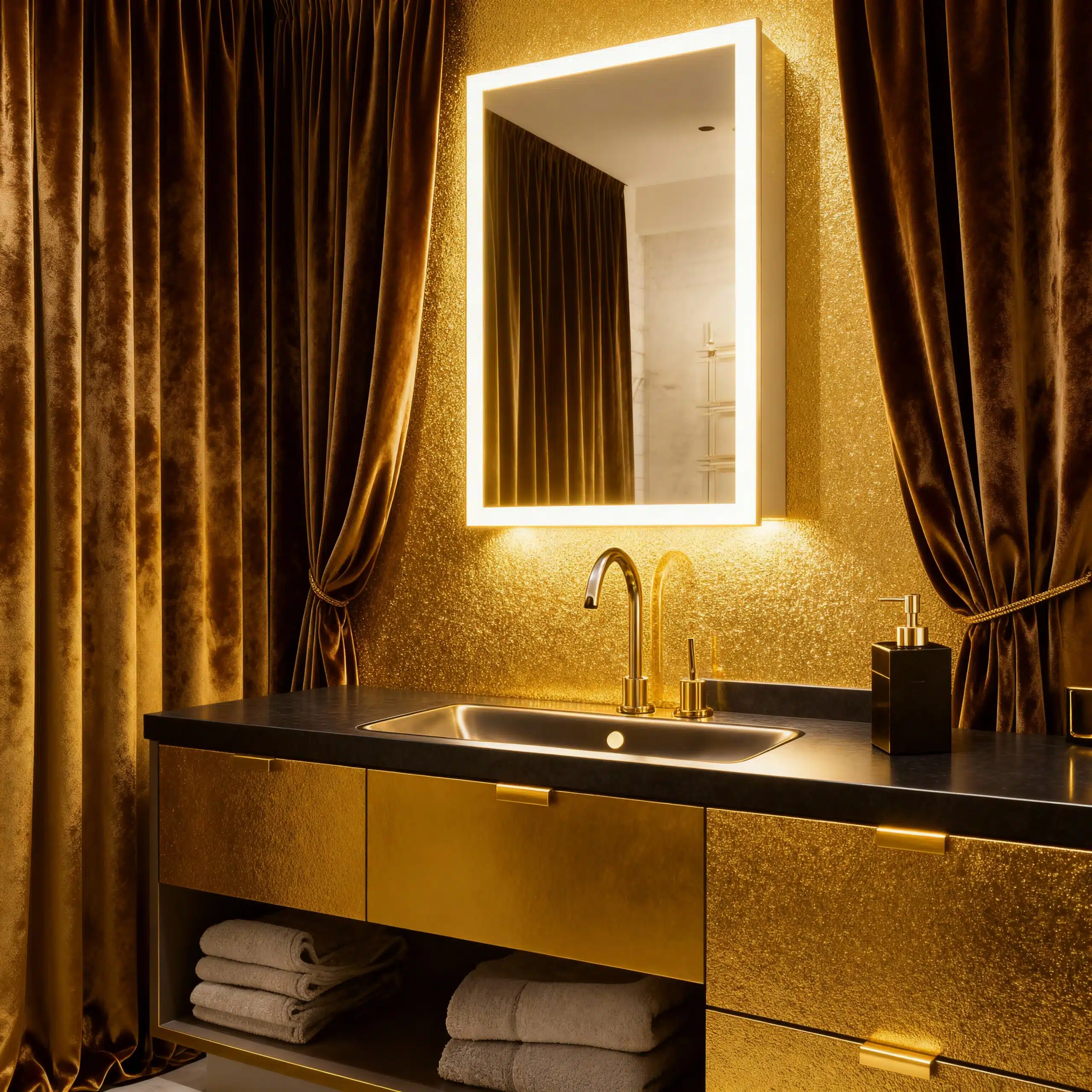 LED Illuminated Bathroom Storage with Color-Changing Lights