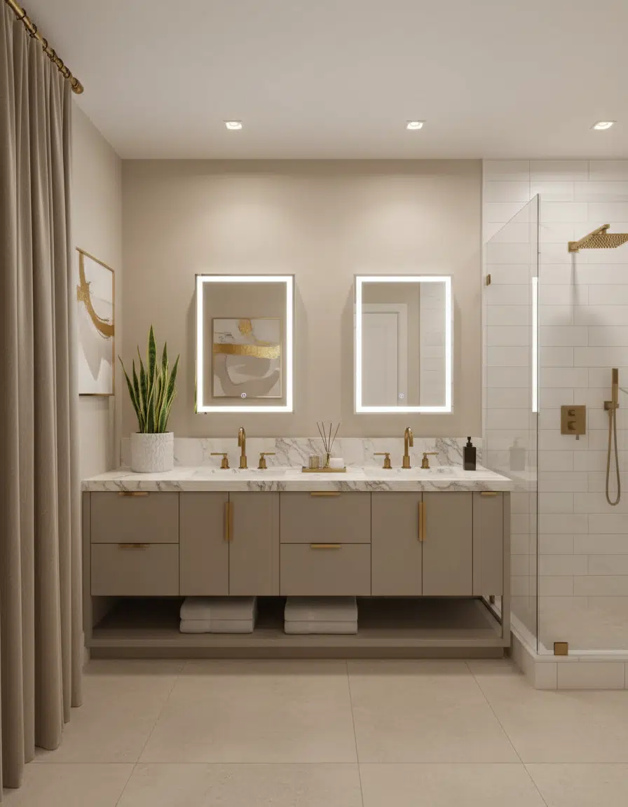 LED Illuminated Bathroom Storage with Color-Changing Lights