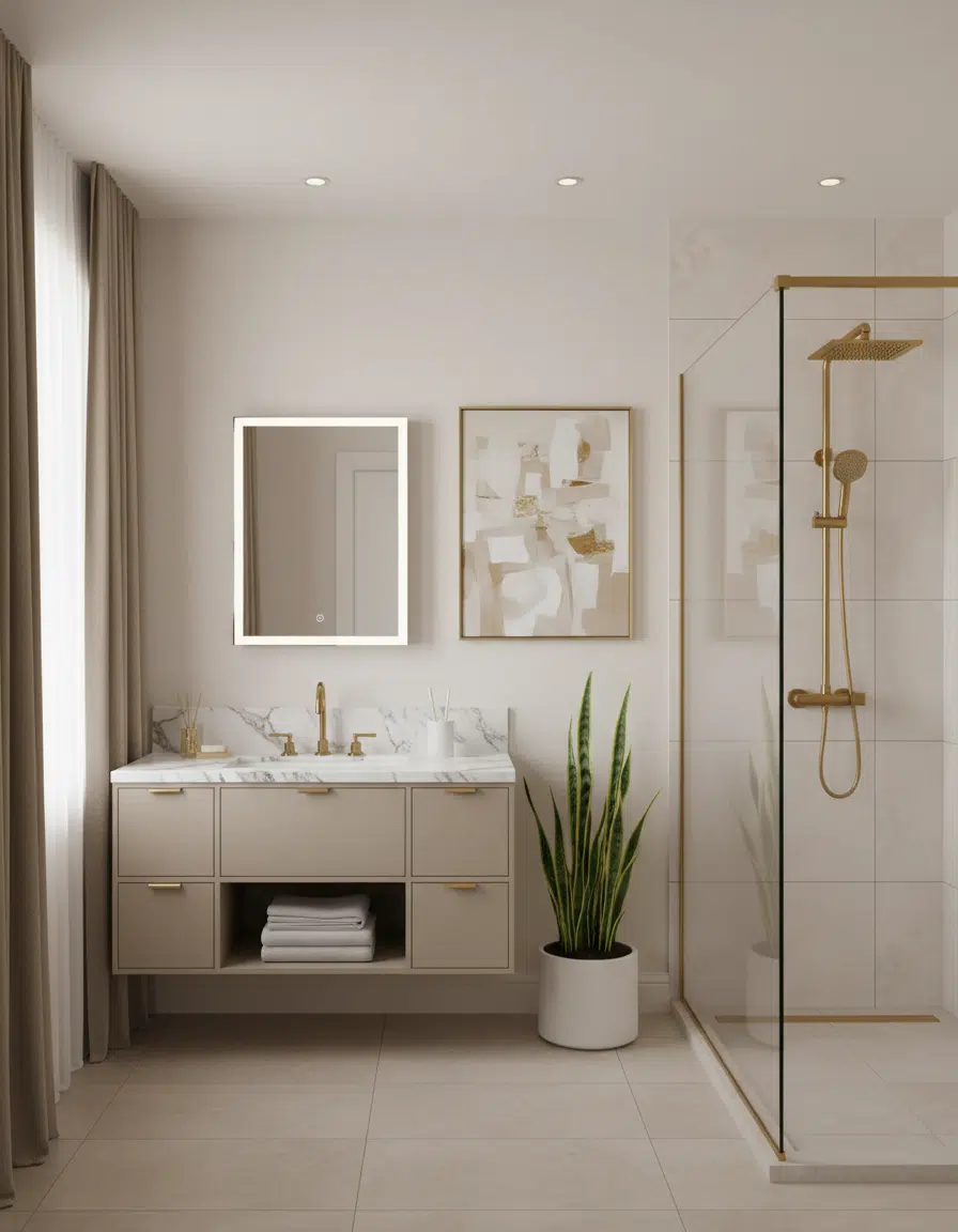 LED Illuminated Bathroom Storage with Color-Changing Lights