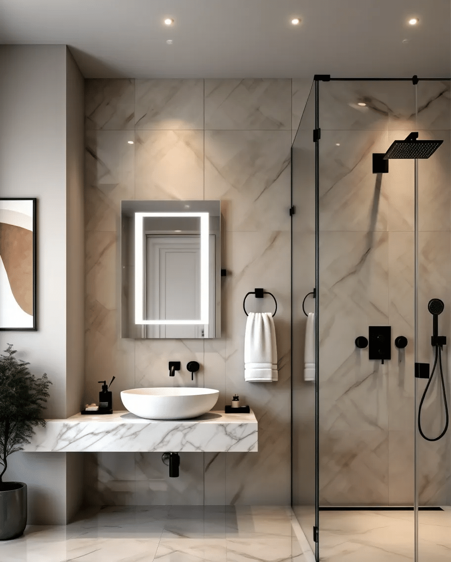 Square LED Bathroom Mirror with Touch Sensor & Soft Glow
