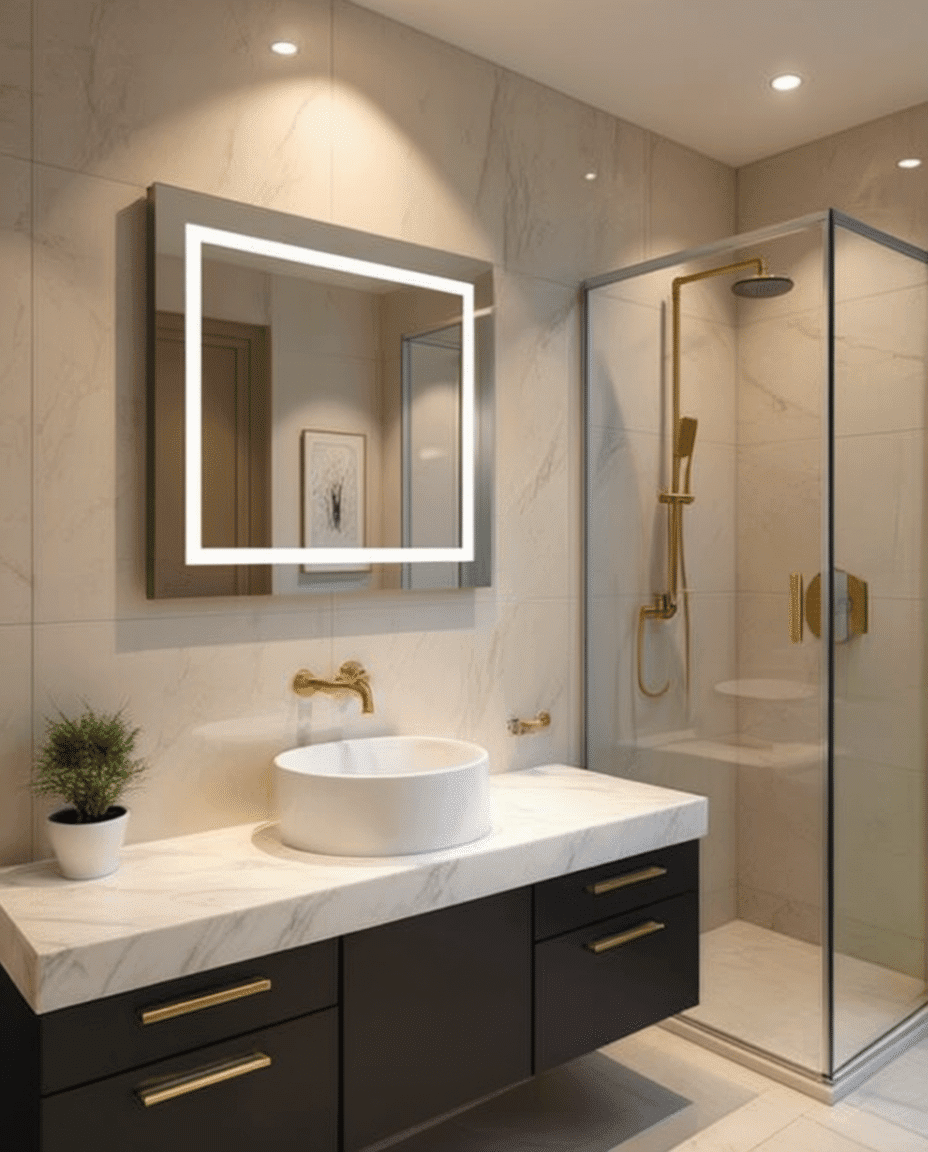 Modern Square LED Mirror with Touch Sensor & Anti Fog