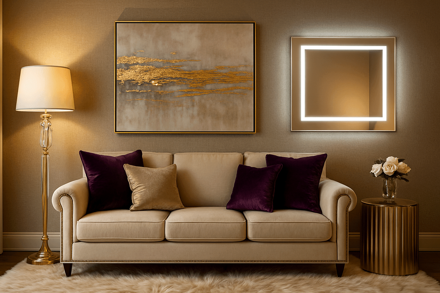 Modern Square LED Mirror with Touch Sensor & Anti Fog
