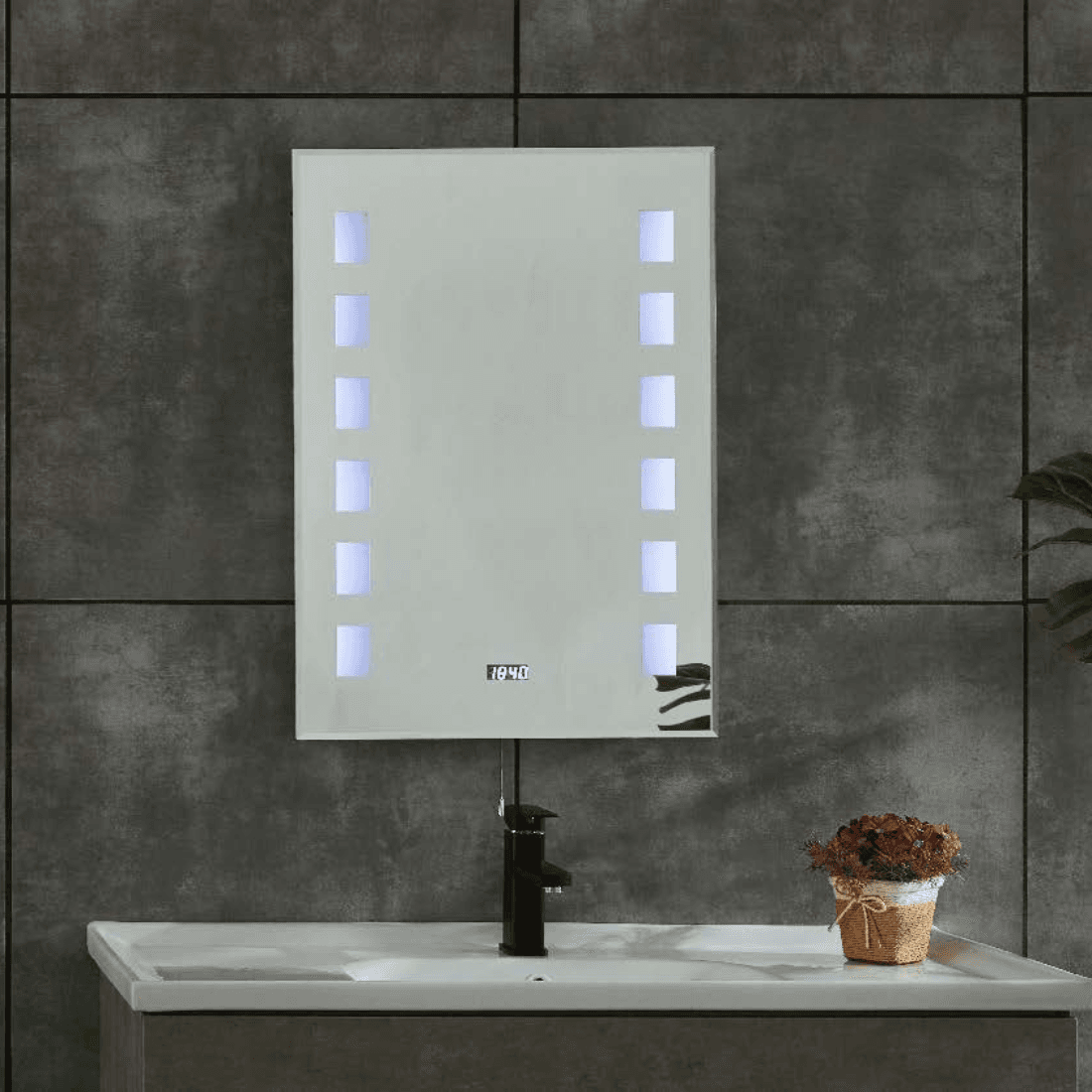 Cube Light Mirror – Wide LED Bathroom Mirror with Touch Control & Anti-Fog