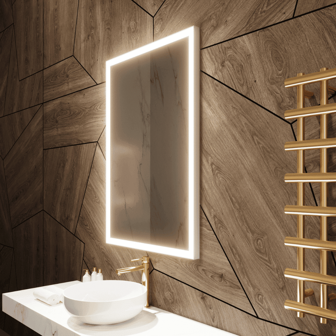 Sleek Vertical LED Mirror for Modern Spaces