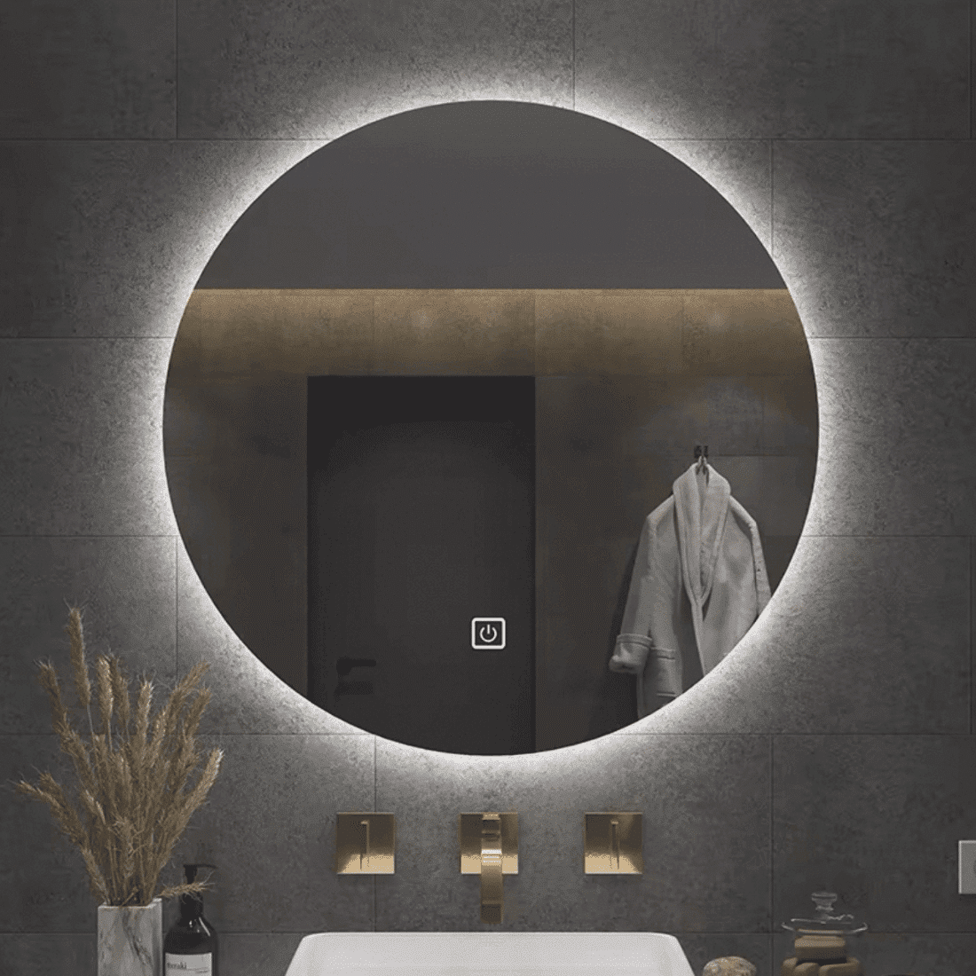 Round Backlit Bathroom Lighted LED Mirror