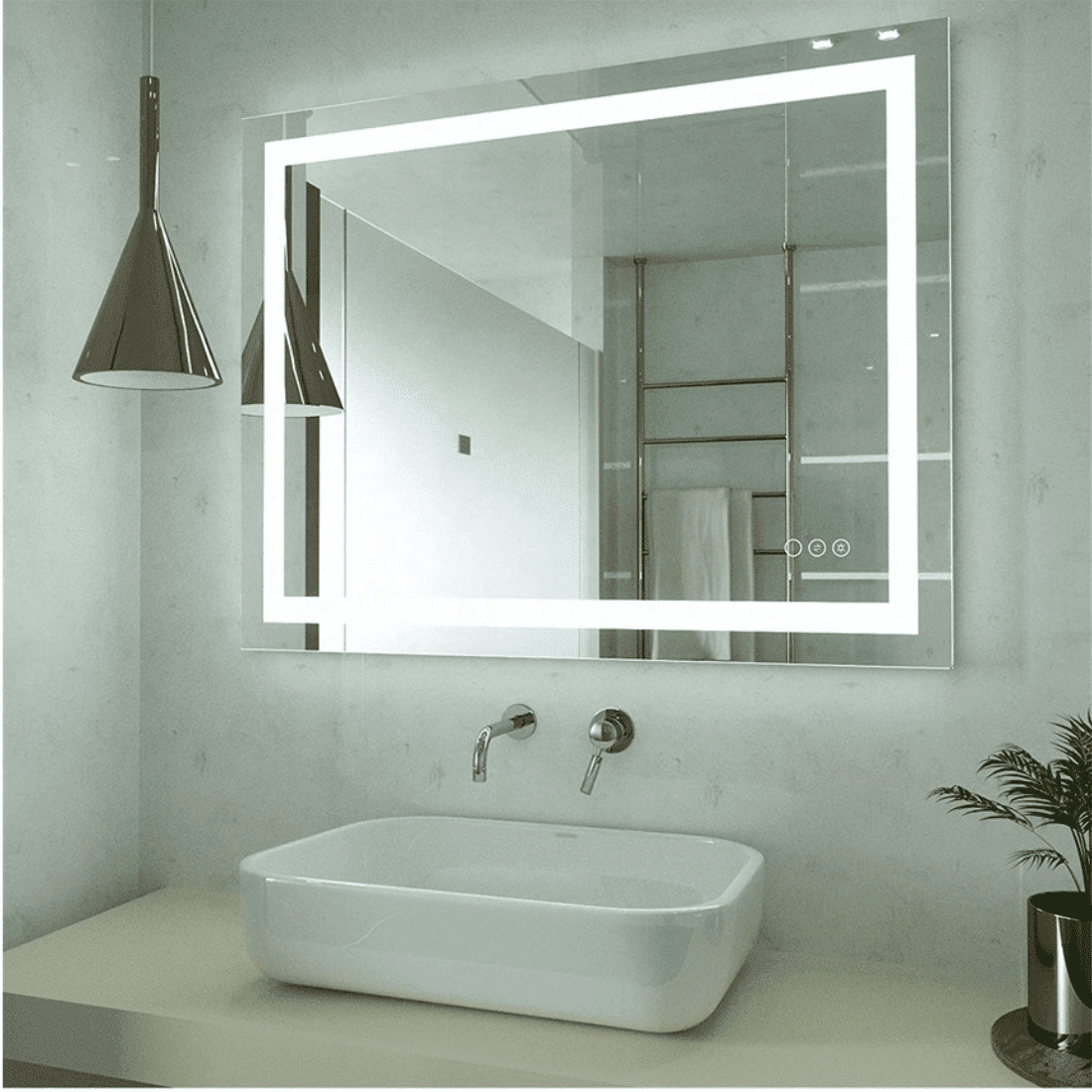Modern Square LED Mirror with Touch Sensor & Anti Fog