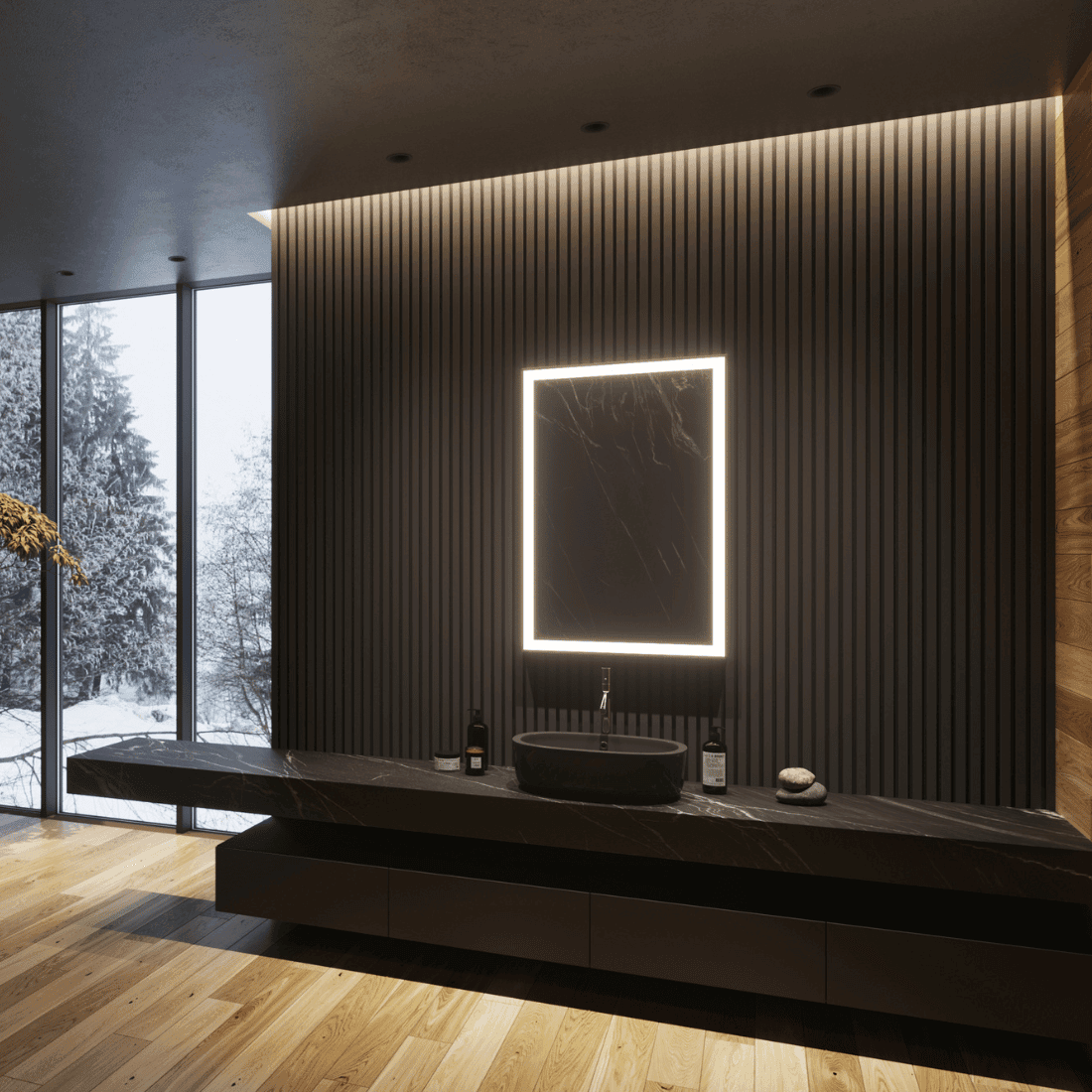 Sleek Vertical LED Mirror for Modern Spaces