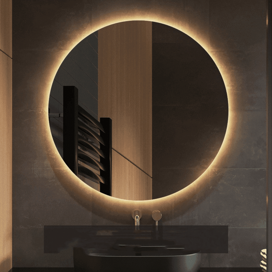 Round Backlit Bathroom Lighted LED Mirror