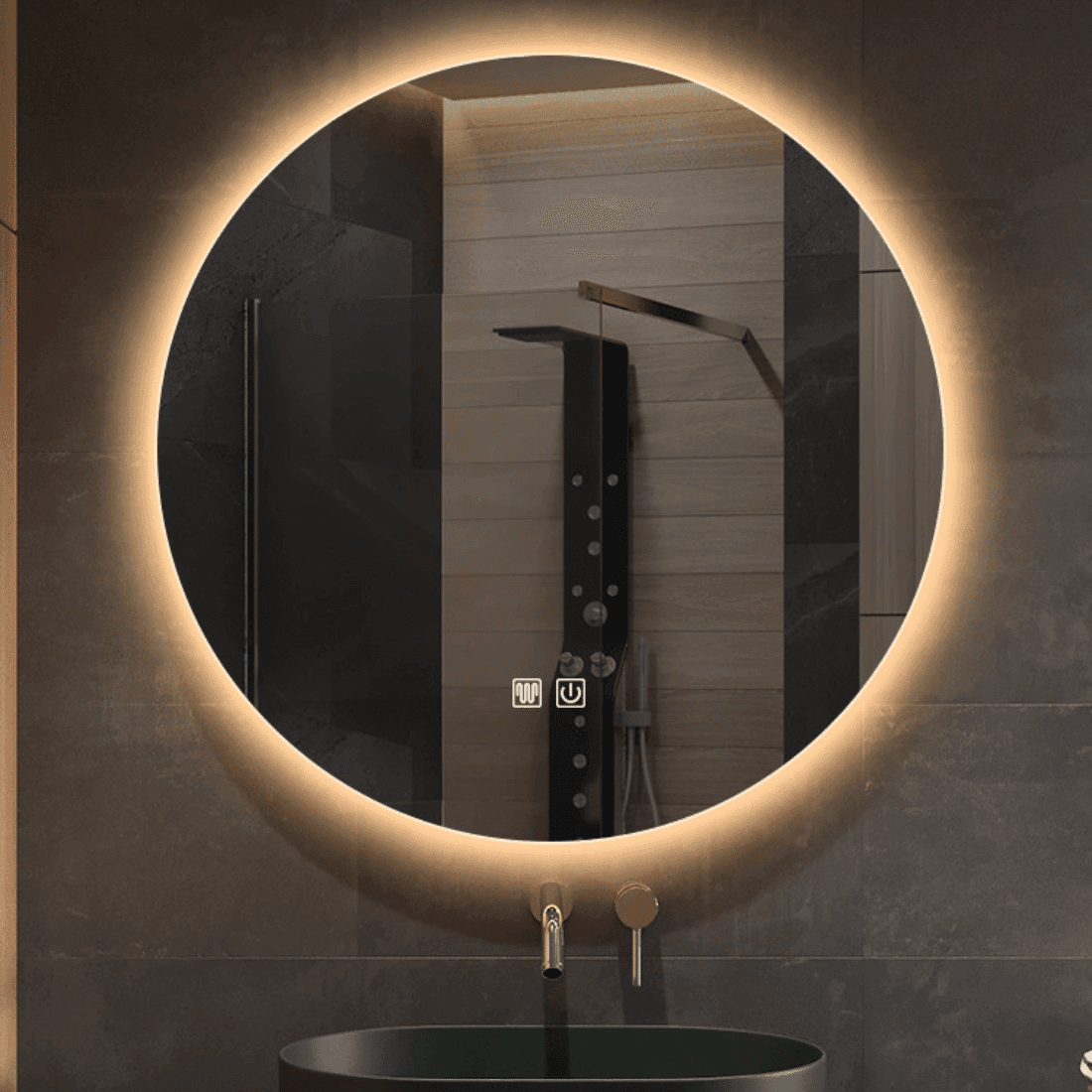 Round Backlit Bathroom Lighted LED Mirror