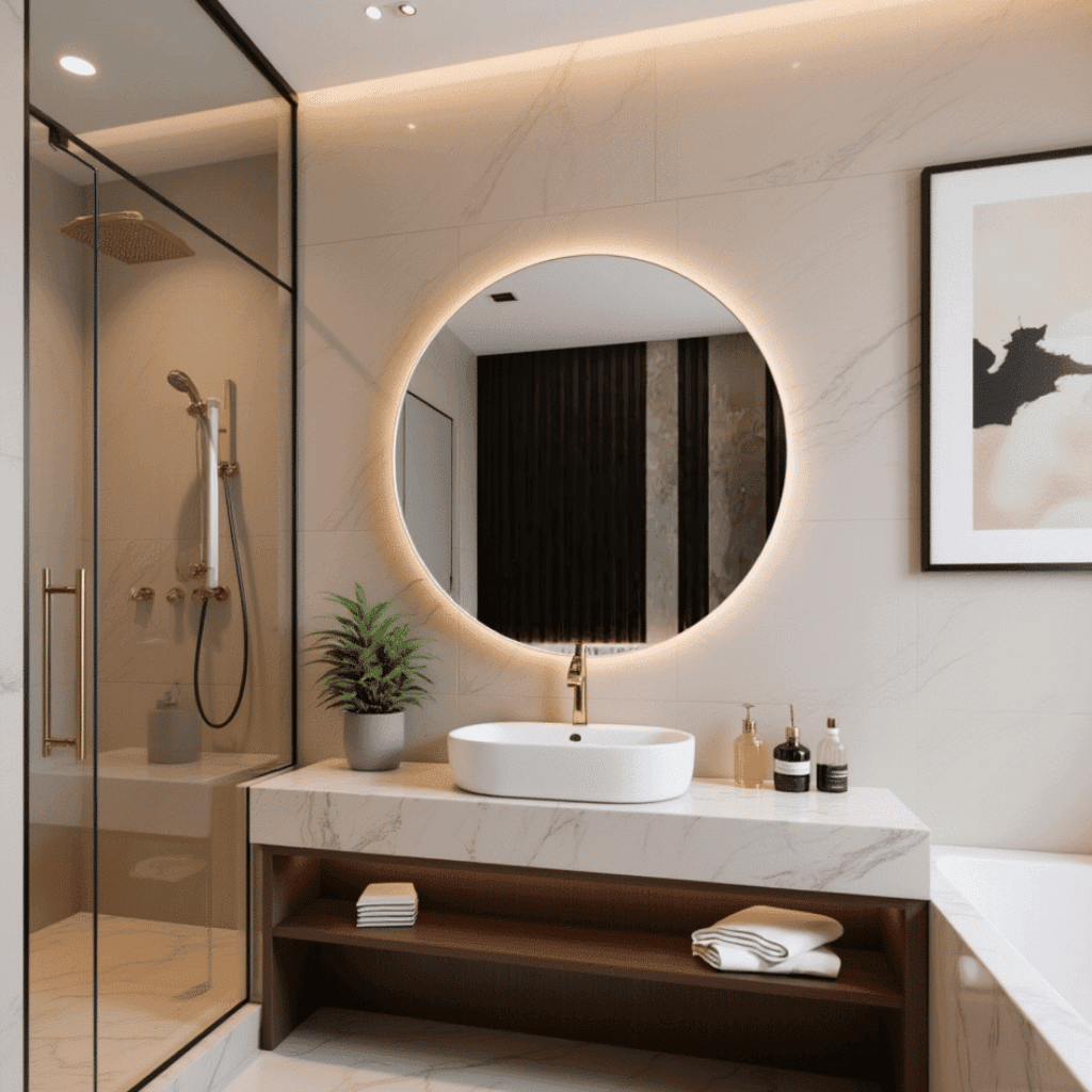 Elegant Round Backlit Mirror with LED Lighting 1