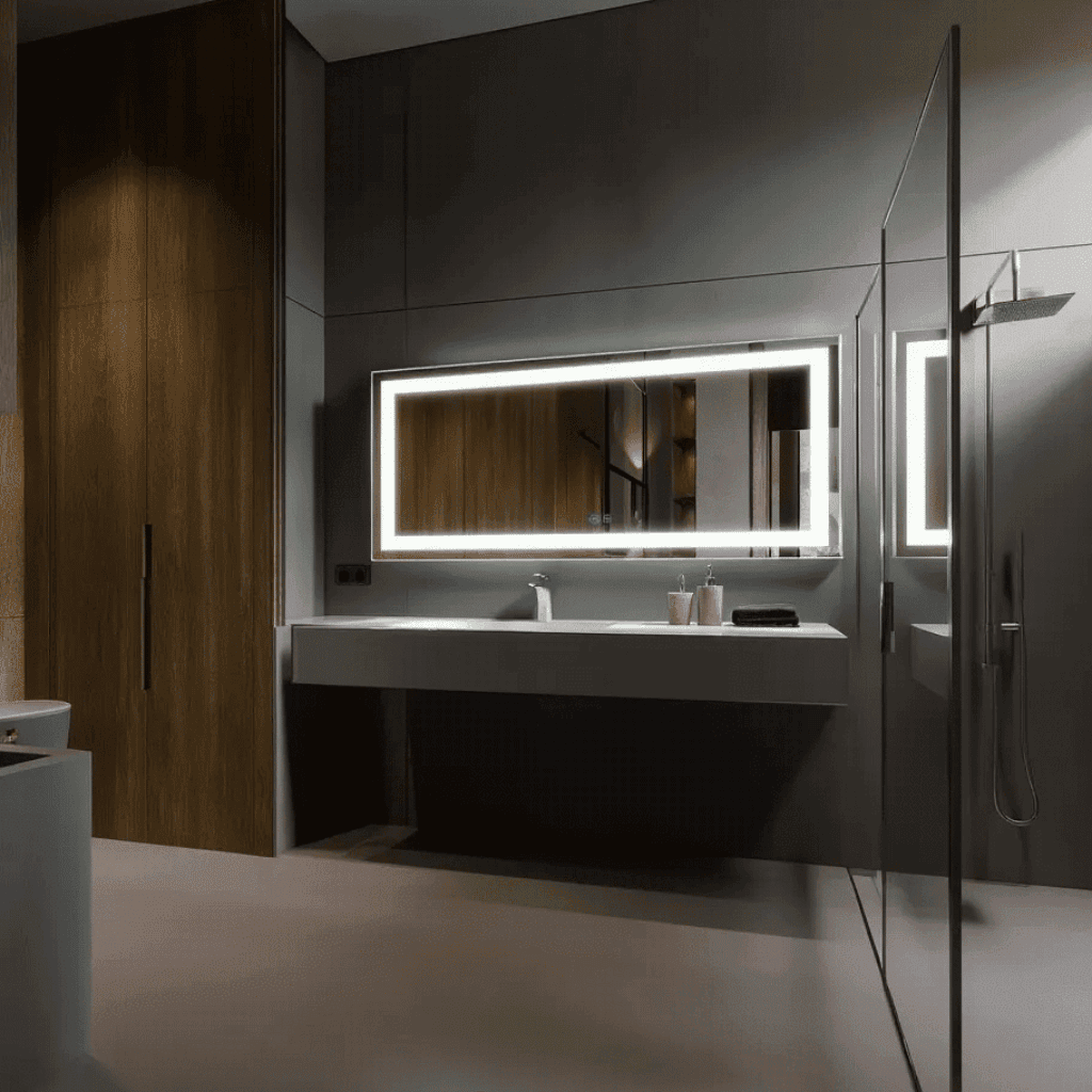 Contemporary Horizontal Bathroom Mirror with LED