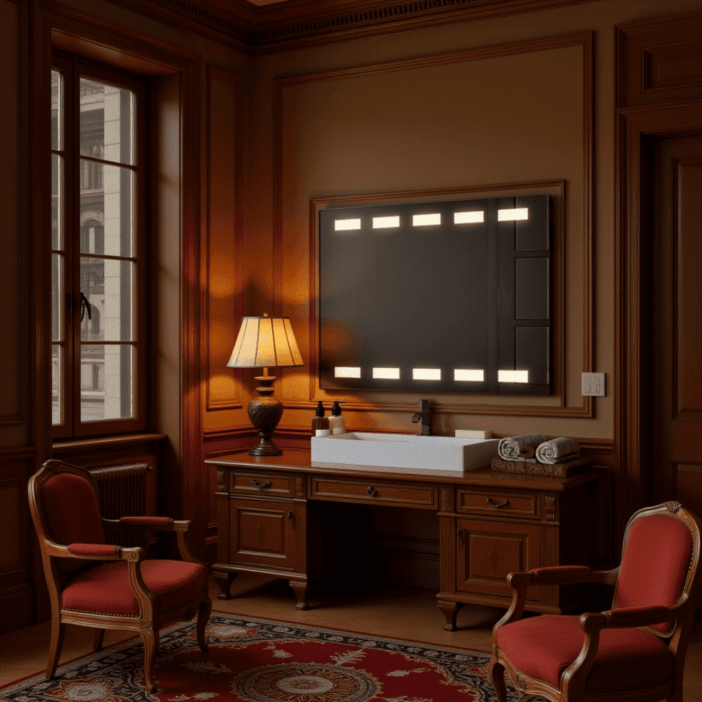LED Backlit Mirror with Geometric Glow