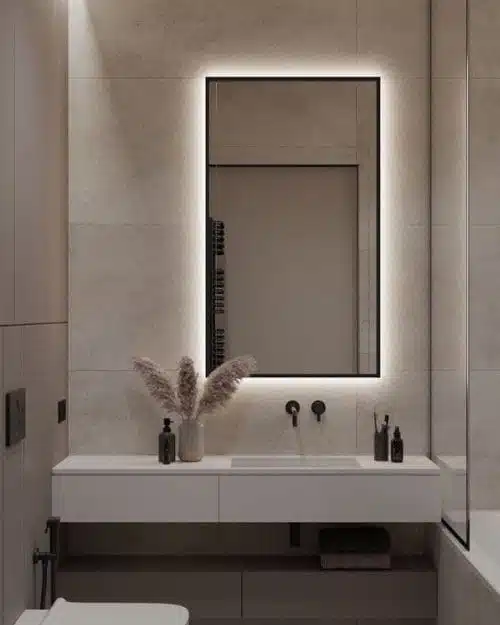 Elegant Rectangle LED Wall Mirror for Bathrooms
