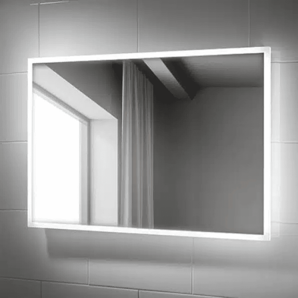 Square Wall-Mounted Mirror with Backlit Glow
