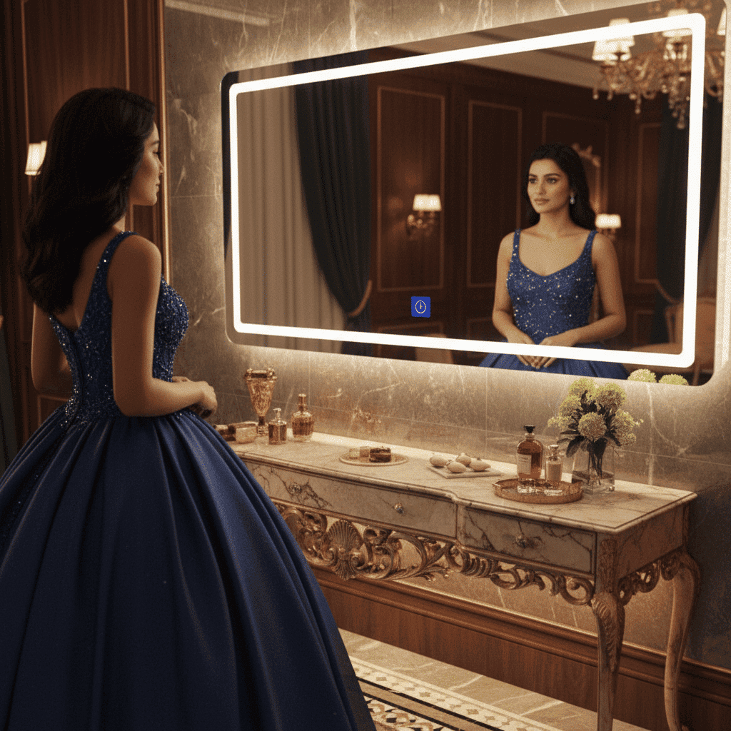 Contemporary Horizontal Bathroom Mirror with LED
