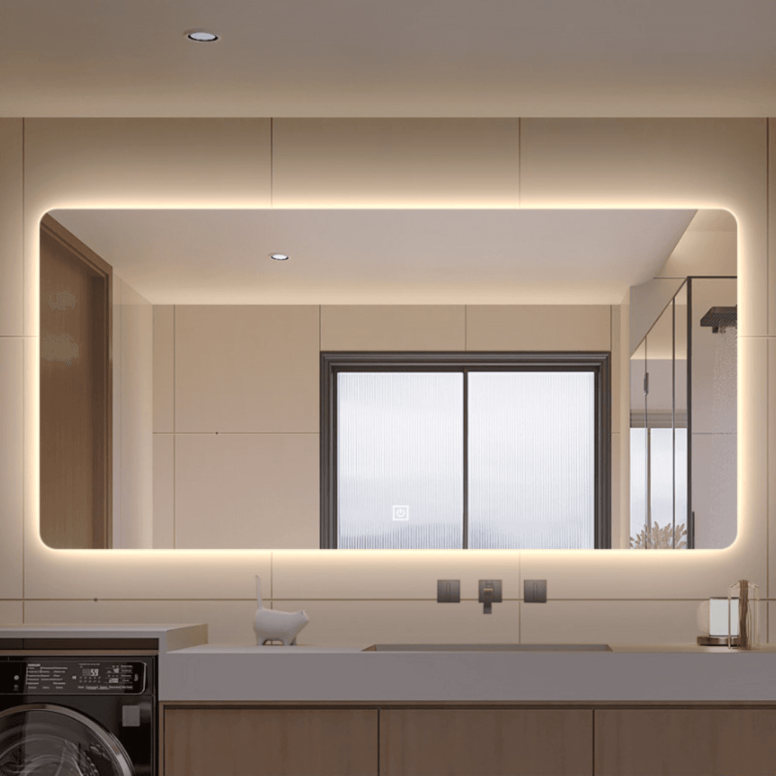 Large Rectangular LED Bathroom Mirror with Soft Backlight