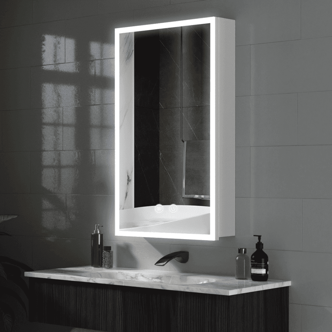 Wall Mounted LED Mirror Storage Cabinet