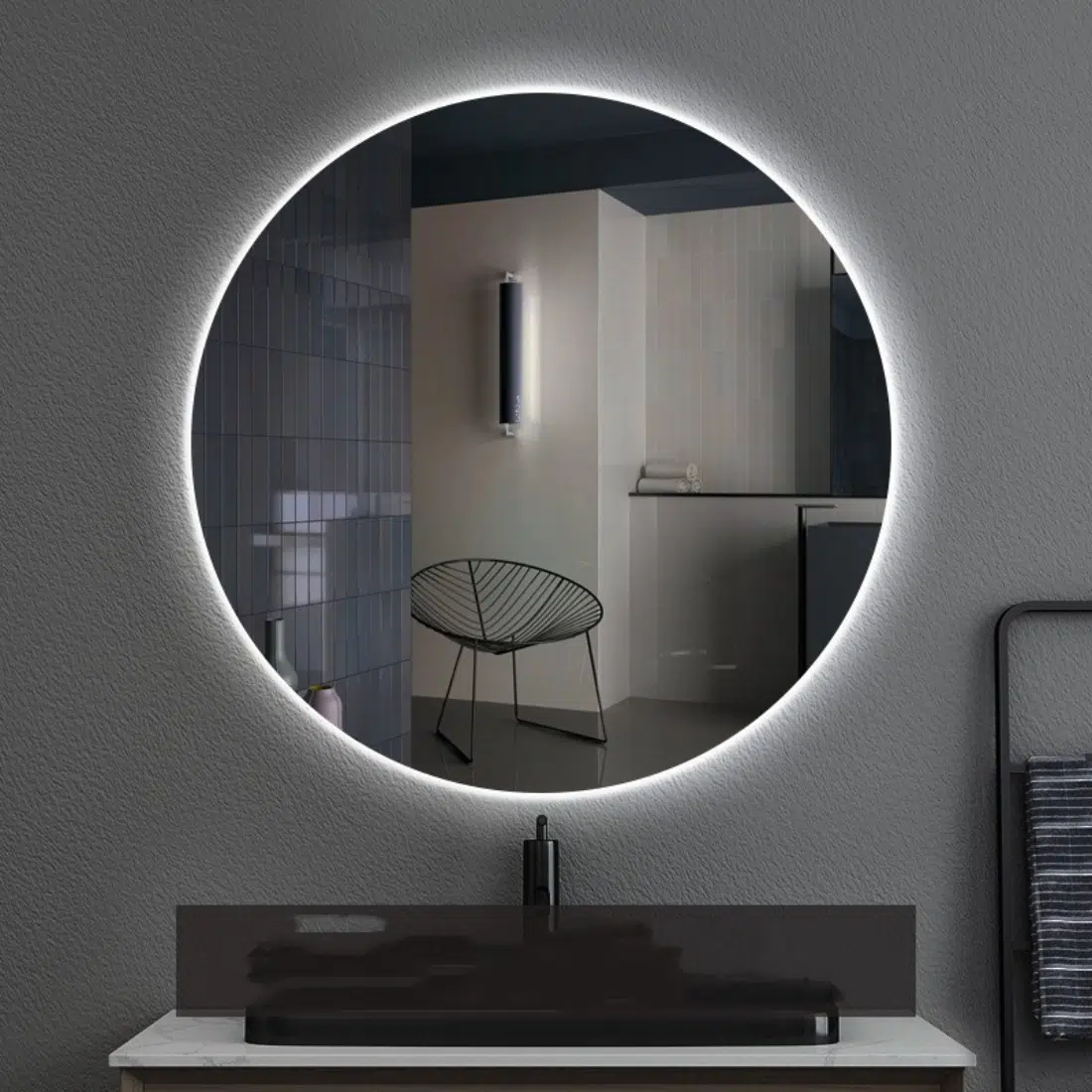Round Backlit Bathroom Lighted LED Mirror