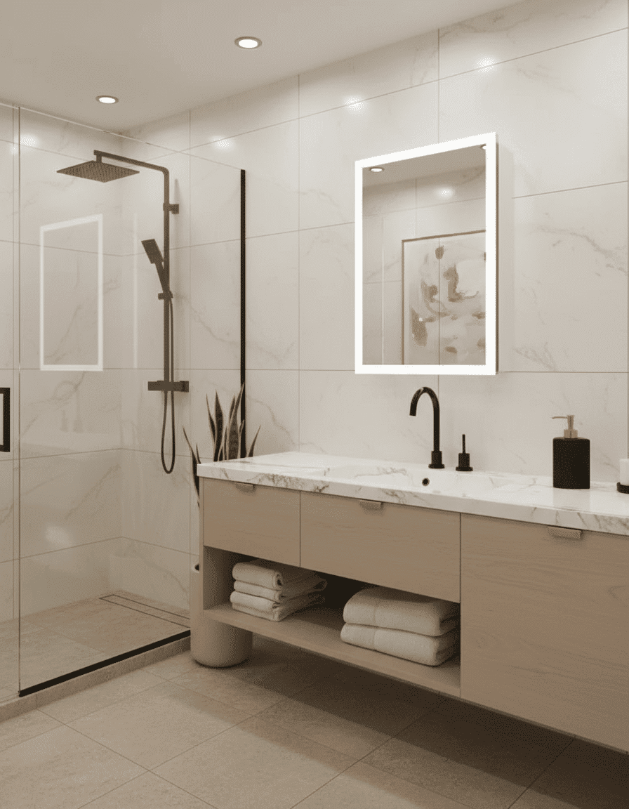 Wall Mounted LED Mirror Storage Cabinet