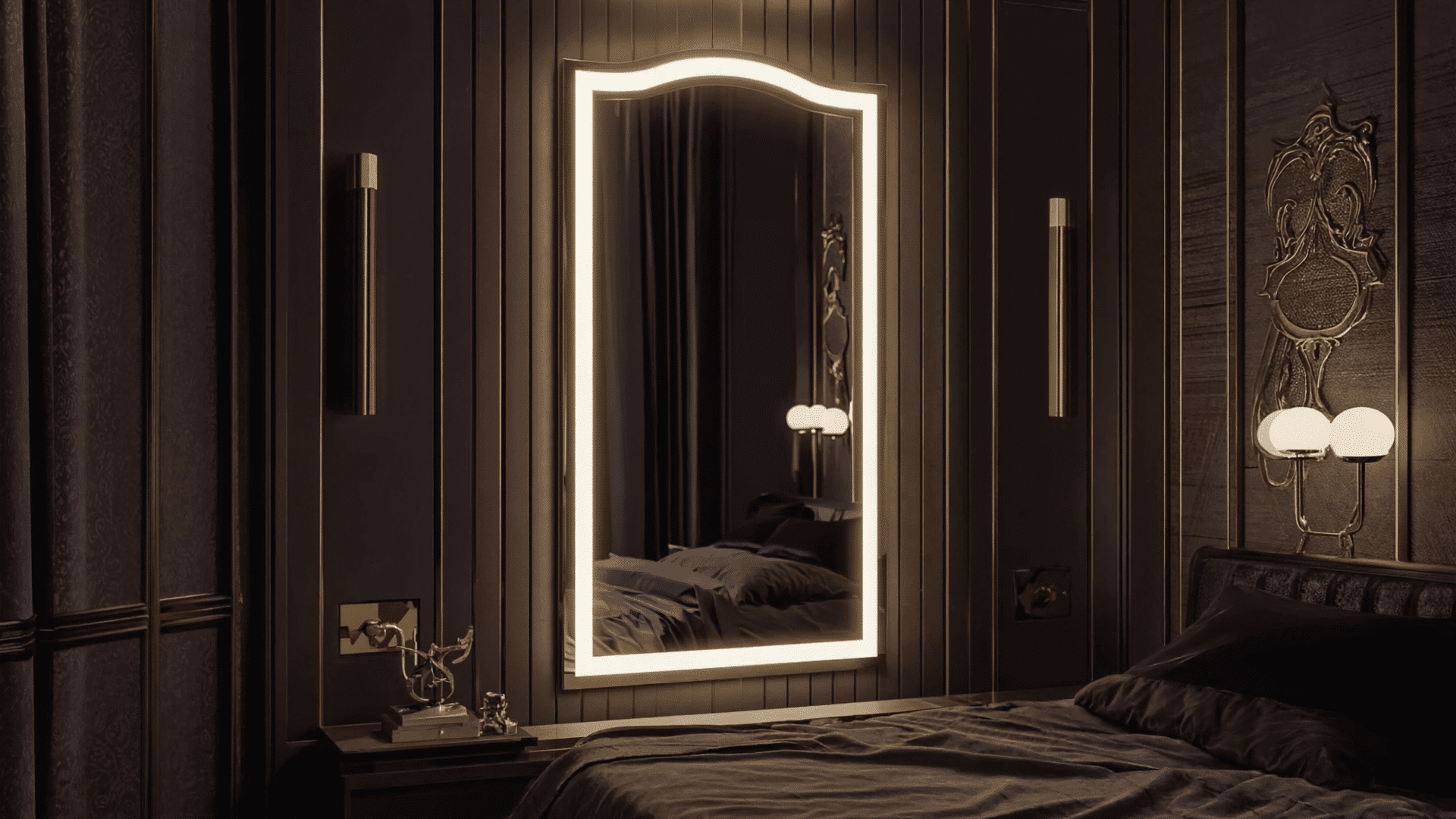 Luxury Bedroom Vanity with Smart LED Mirror Design 2