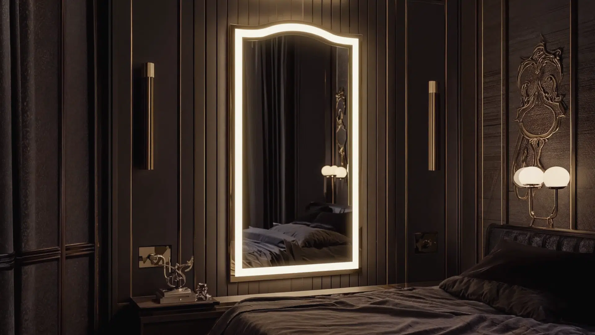 Luxury Bedroom Vanity with Smart LED Mirror Design 2